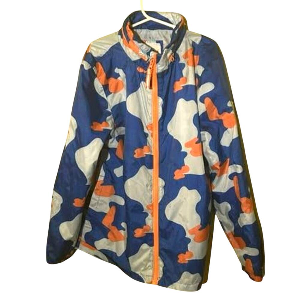Cat & Jack Boys Camo Windbreaker Rain Jacket Size M 8/10 Blue Gorpcore Packable